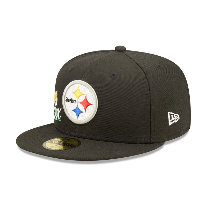 New Era Mens NFL Pittsburgh Steelers Crown Champions 59Fifty Fitted Hat 60243469 Black, Grey Undervisor