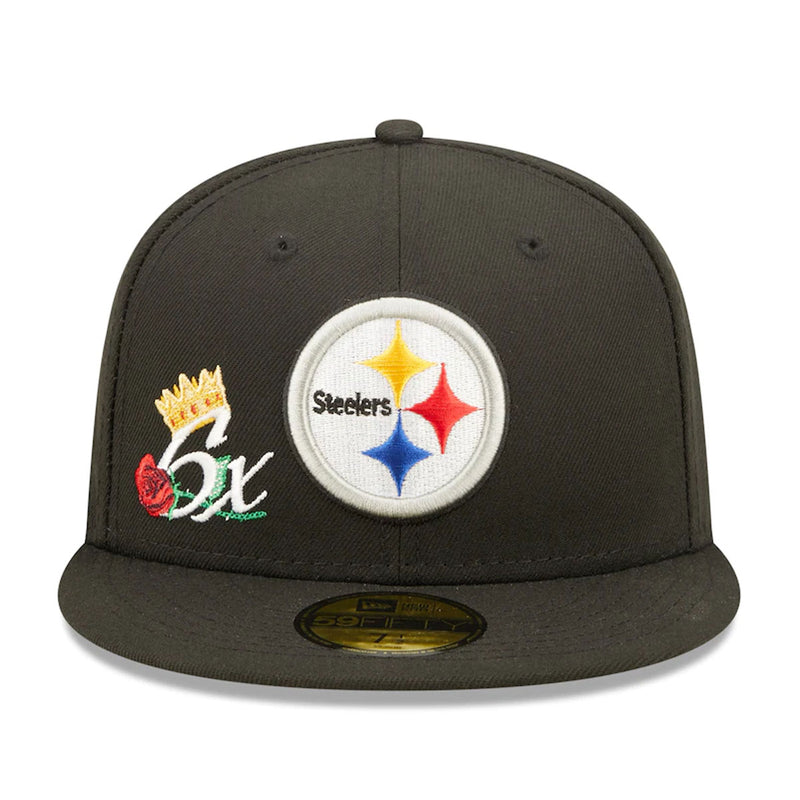 New Era Mens NFL Pittsburgh Steelers Crown Champions 59Fifty Fitted Hat 60243469 Black, Grey Undervisor