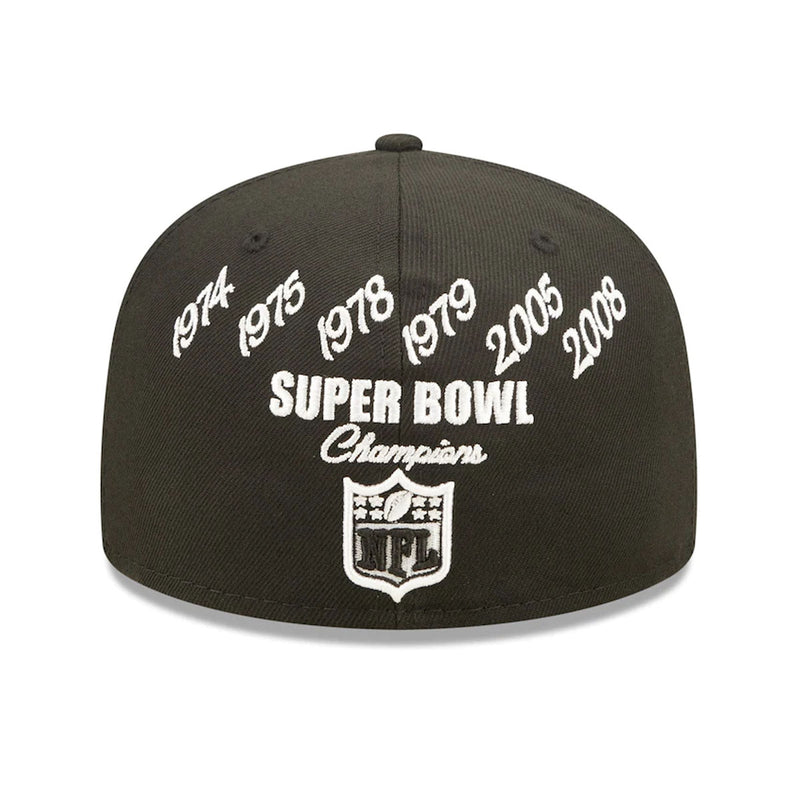 New Era Mens NFL Pittsburgh Steelers Crown Champions 59Fifty Fitted Hat 60243469 Black, Grey Undervisor