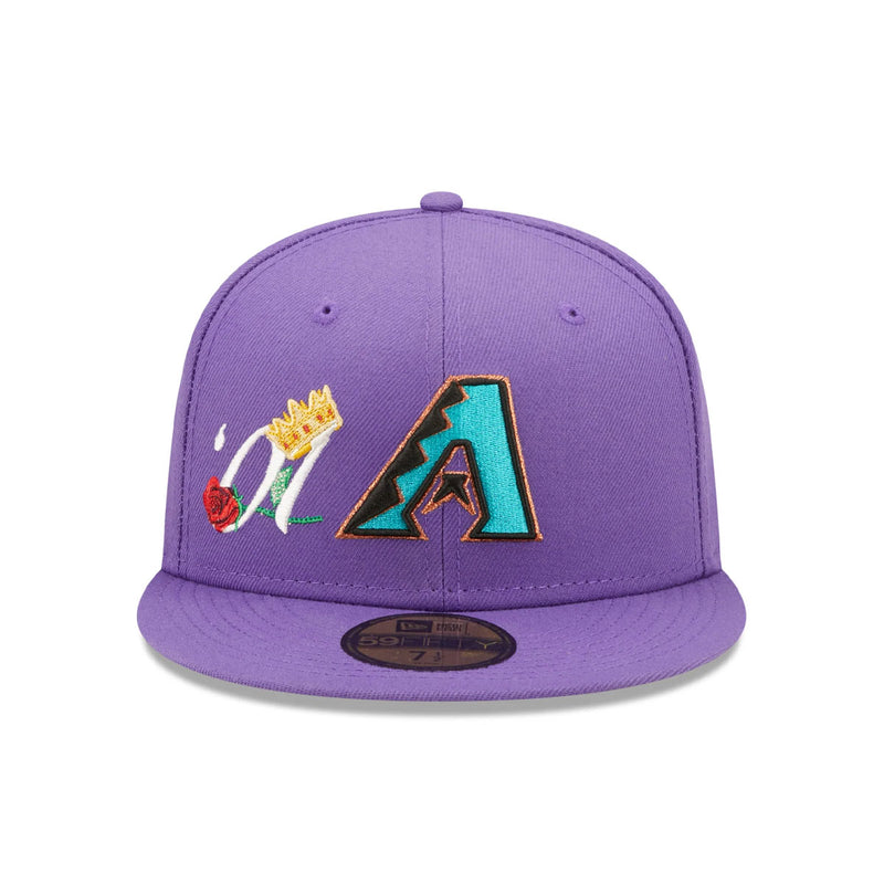 New Era Mens MLB Arizona Diamondbacks Crown Champions 59Fifty Fitted Hat 60243478 Purple, Grey Undervisor