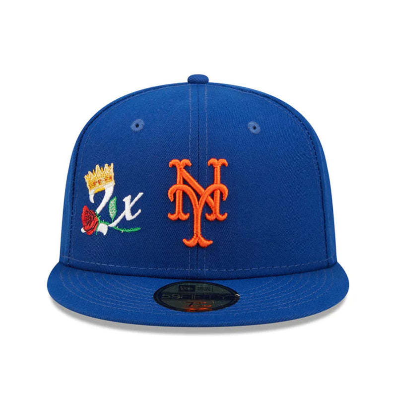 New Era Mens MLB New York Mets Crown Champions 59Fifty Fitted Hat 60243488 Blue, Grey Undervisor