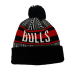 New Era Mens NBA Chicago Bulls Knit Striped Pom Beanie 60267161 Black/Red
