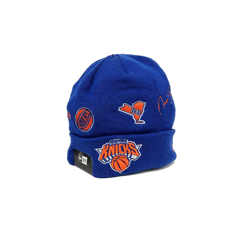 New Era Mens NBA New York Knicks Knit Identity Beanie 60268020 Blue/Orange