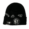 New Era Mens NBA Brooklyn Nets Knit Identity Beanie 60268115 Black/White