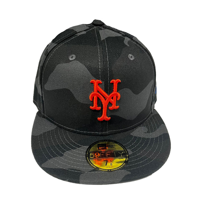 New Era Mens MLB New York Mets Camo D3 59Fifty Fitted Hat 60272853 Camo Black, Blue Undervisor