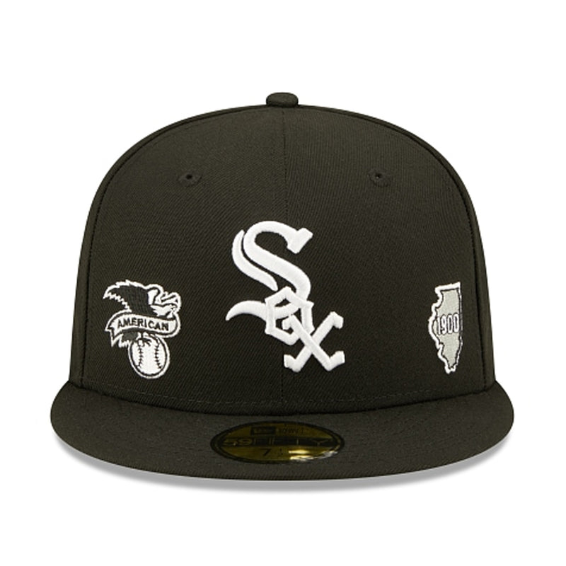 New Era Mens MLB Chicago White Sox Identity D3 59Fifty Fitted Hat 60273192 Black, Grey Undervisor