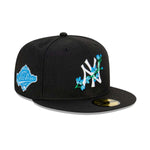 New Era Mens MLB New York Yankees Side Patch Bloom 59Fifty Fitted Hat 60288156 Navy, Light Blue Undervisor