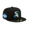 New Era Mens MLB Chicago White Sox Side Patch Bloom 59Fifty Fitted Hat 60288159 Black, Blue Undervisor