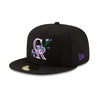 New Era Mens MLB Colorado Rockies Side Patch Bloom 59Fifty Fitted Hat 60288169 Black, Violet Undervisor