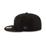 New Era Mens MLB Colorado Rockies Side Patch Bloom 59Fifty Fitted Hat 60288169 Black, Violet Undervisor