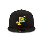 New Era Mens MLB Pittsburgh Pirates Side Patch Bloom 59Fifty Fitted Hat 60288177 Black, Yellow Undervisor