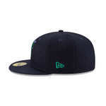 New Era Mens MLB Seattle Mariners Side Patch Bloom 59Fifty Fitted Hat 60288182 Navy, Light Purple Undervisor