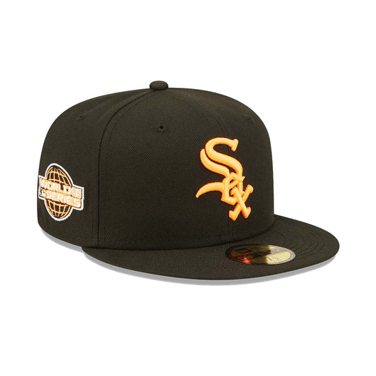 New Era Mens MLB Chicago White Sox Summer Pop 59Fifty Fitted Hat 60288196 Black/Orange, Orange Snakeskin Undervisor