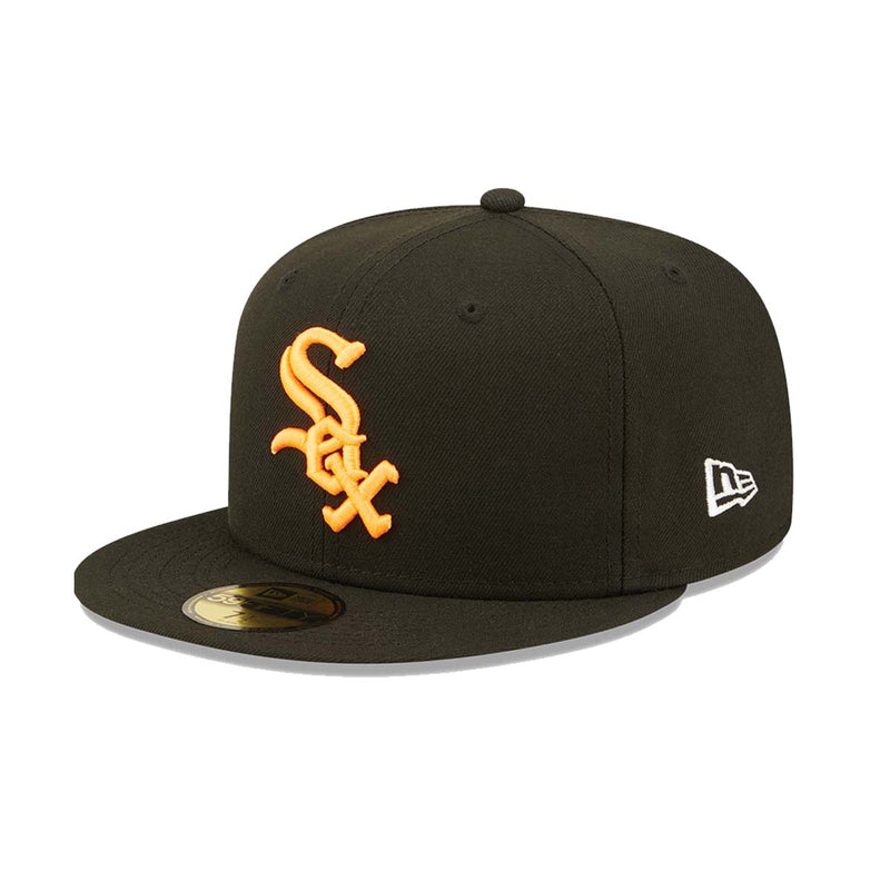 New Era Mens MLB Chicago White Sox Summer Pop 59Fifty Fitted Hat 60288196 Black/Orange, Orange Snakeskin Undervisor