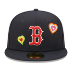 New Era Mens MLB Boston Red Sox Chainstitch Heart 59Fifty Fitted Hat 60288221 Navy, Pink Undervisor