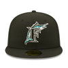 New Era Mens MLB Florida Marlins Citrus Pop 59Fifty Fitted Hat 60288264 Black, Yellow Undervisor