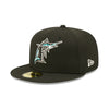 New Era Mens MLB Florida Marlins Citrus Pop 59Fifty Fitted Hat 60288264 Black, Yellow Undervisor