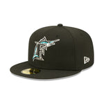 New Era Mens MLB Florida Marlins Citrus Pop 59Fifty Fitted Hat 60288264 Black, Yellow Undervisor