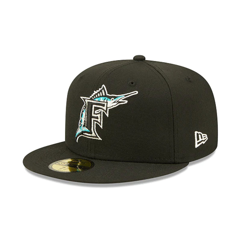 New Era Mens MLB Florida Marlins Citrus Pop 59Fifty Fitted Hat 60288264 Black, Yellow Undervisor