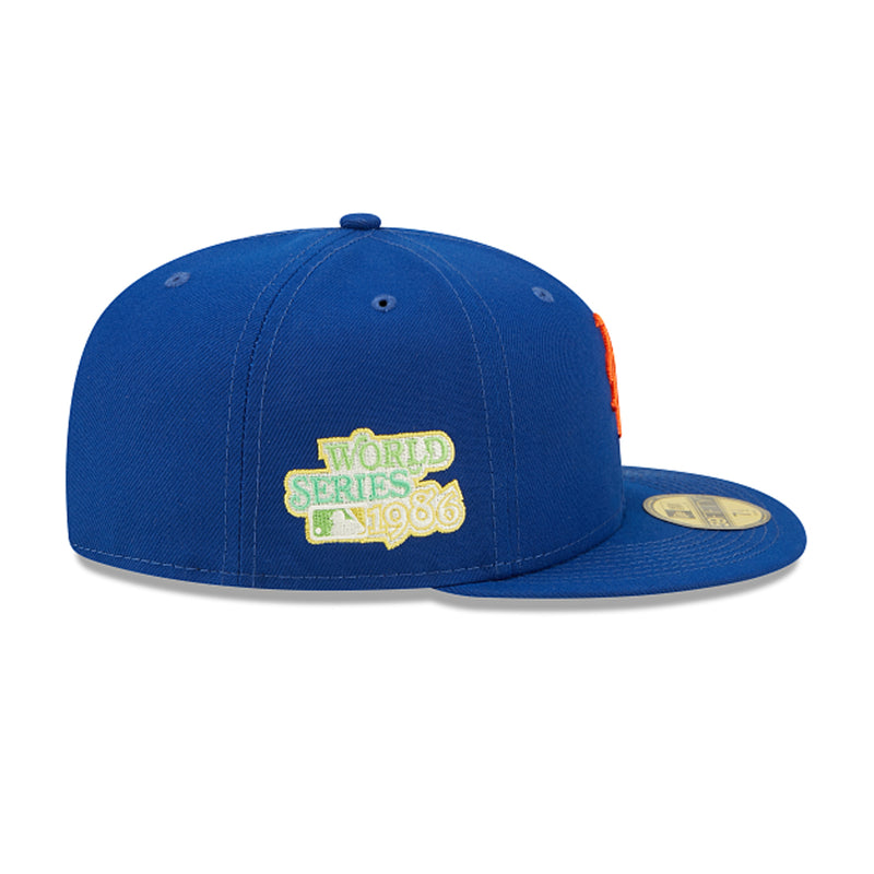 New Era Mens MLB New York Mets Citrus Pop 59Fifty Fitted Hat 60288267 Royal Blue, Light Green Undervisor