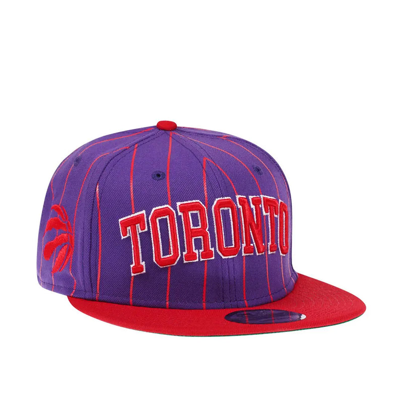 New Era Mens NBA Toronto Raptors City Arch 9Fifty Snapback Hat 60288352 Purple/Red Pinstripes, Green Undervisor