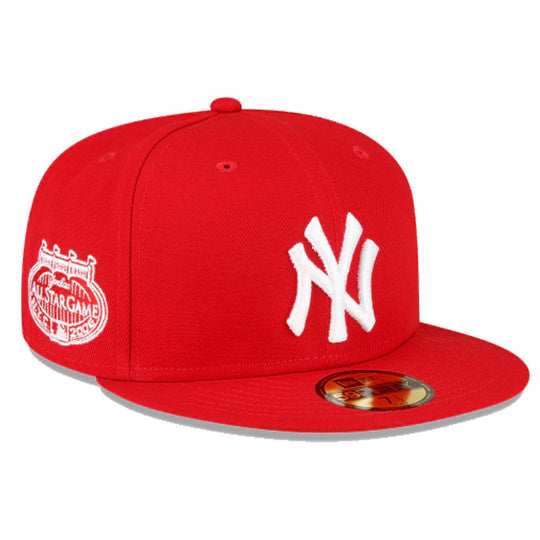 New Era Mens MLB New York Yankees Side Patch All-Star Game 2008 59Fifty Fitted Hat 60291312 Scarlet, Grey Undervisor