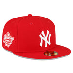 New Era Mens MLB New York Yankees Side Patch World Series 1998 59Fifty Fitted Hat 60291330 Scarlet, Grey Undervisor