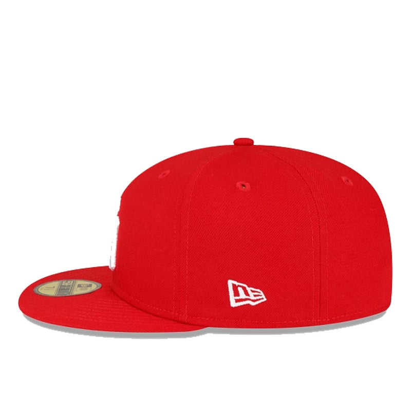 New Era Mens MLB New York Yankees Side Patch World Series 1998 59Fifty Fitted Hat 60291330 Scarlet, Grey Undervisor