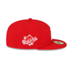 New Era Mens MLB Los Angeles Dodgers Side Patch World Series 1988 59Fifty Fitted Hat 60291335 Scarlet, Grey Undervisor
