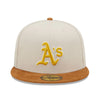 New Era Mens MLB Oakland Athletics Cordvisor 59Fifty Fitted Hat 60296387 Cream/Brown, Dark Green Undervisor