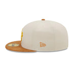 New Era Mens MLB Oakland Athletics Cordvisor 59Fifty Fitted Hat 60296387 Cream/Brown, Dark Green Undervisor