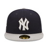 New Era Mens MLB New York Yankees Letterman 59Fifty Fitted Hat 60296432 Navy/Grey, Grey Undervisor