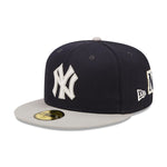 New Era Mens MLB New York Yankees Letterman 59Fifty Fitted Hat 60296432 Navy/Grey, Grey Undervisor