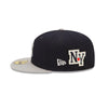 New Era Mens MLB New York Yankees Letterman 59Fifty Fitted Hat 60296432 Navy/Grey, Grey Undervisor