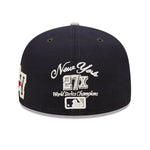 New Era Mens MLB New York Yankees Letterman 59Fifty Fitted Hat 60296432 Navy/Grey, Grey Undervisor