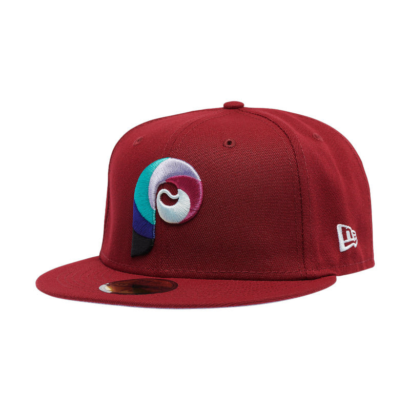 New Era Mens MLB Philadelphia Phillies Polar Lights 59Fifty Fitted Hat 60296493 Red, Lavender Undervisor