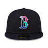 New Era Mens MLB Boston Red Sox Polar Lights 59Fifty Fitted Hat 60296500 Navy, Pink Undervisor