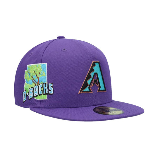 New Era Mens MLB Arizona Diamondbacks Stateview 59Fifty Fitted Hat 60296531 Purple, Grey Undervisor