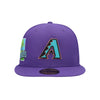 New Era Mens MLB Arizona Diamondbacks Stateview 59Fifty Fitted Hat 60296531 Purple, Grey Undervisor