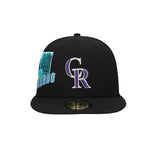 New Era Mens MLB Colorado Rockies Stateview 59Fifty Fitted Hat 60296532 Black, Grey Undervisor