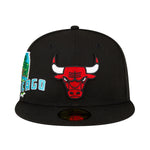 New Era Mens NBA Chicago Bulls Stateview 59Fifty Fitted Hat 60296548 Black, Grey Undervisor