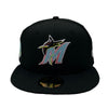 New Era Mens MLB Miami Marlins Color Pack Multi Side Patch World Series 59Fifty Fitted Hat 60303632 Black, Grey Undervisor