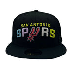 New Era Mens NBA San Antonio Spurs Color Pack Multi Side Patch 59Fifty Fitted Hat 60303674 Black, Grey Undervisor