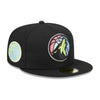 New Era Mens NBA Minnesota Timberwolves Color Pack Multi Side Patch 59Fifty Fitted Hat 60303682 Black, Grey Undervisor