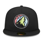 New Era Mens NBA Minnesota Timberwolves Color Pack Multi Side Patch 59Fifty Fitted Hat 60303682 Black, Grey Undervisor