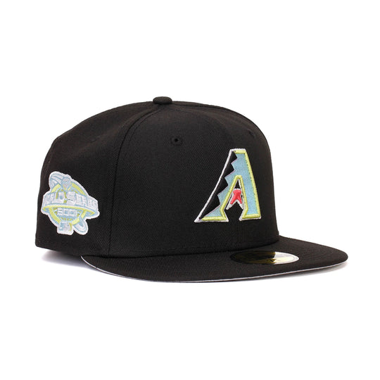 New Era Mens MLB Arizona Diamondbacks Color Pack Side Patch Multi World Series 2001 59Fifty Fitted Hat 60303722 Black, Grey Undervisor
