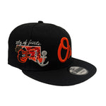 New Era Mens MLB Baltimore Orioles Icon E1 9Fifty Snapback Hat 60311135 Black, Grey Undervisor