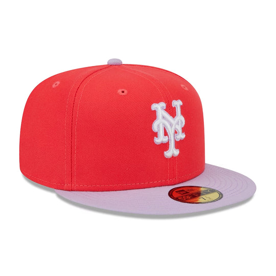 New Era Mens MLB New York Mets 2T Color Pack 59Fifty Fitted Hat 60321696 Red/Lavender, Grey Undervisor