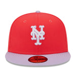 New Era Mens MLB New York Mets 2T Color Pack 59Fifty Fitted Hat 60321696 Red/Lavender, Grey Undervisor