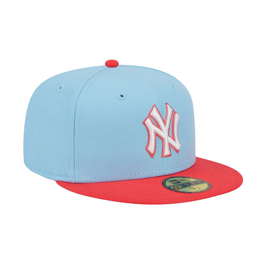 New Era Mens MLB New York Yankees 2T Color Pack 59Fifty Fitted Hat 60321707 Sky Blue/Red, Grey Undervisor